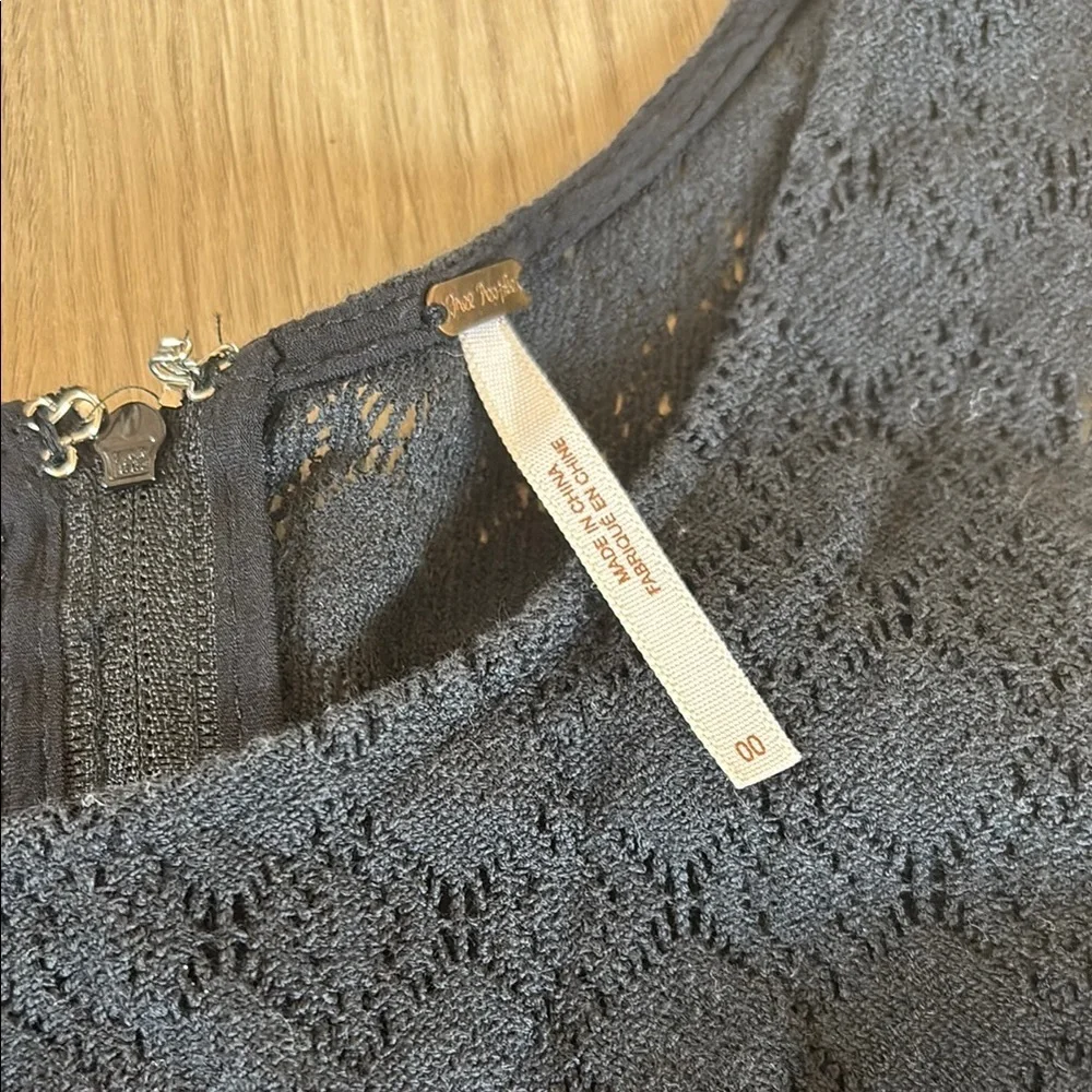 Free People 0 Daisy Waist Fit n Flare A-Line Skater Lace Mini Dress Black 0047